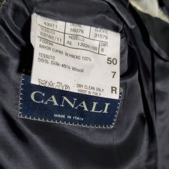 CANALI SAKS FIFTH AVENUE GRAY HOUNDSTOOTH SUIT BLAZER SIZE 50 R EUROPE 40 R USA - Picture 5 of 9